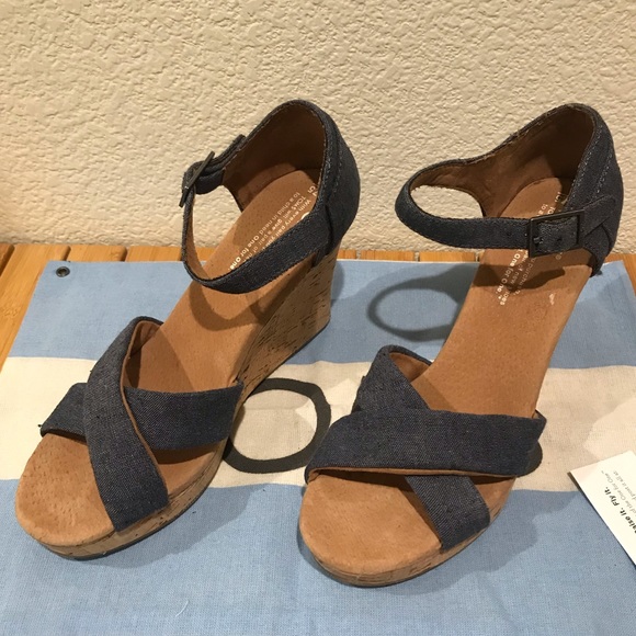 Toms Shoes - Like New! Toms Denim Wedge